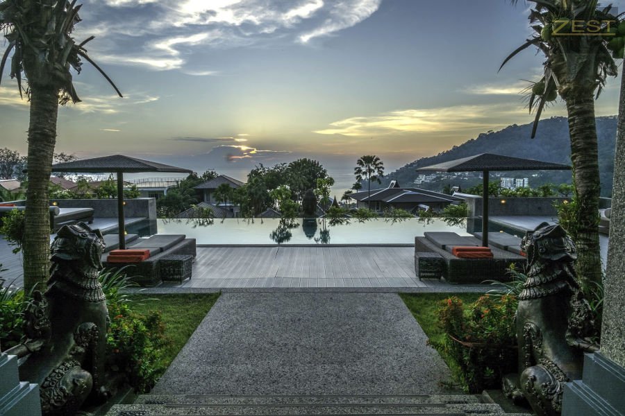 Thai Bali style 7 bedroom seaview villa on mountain side in Phuket